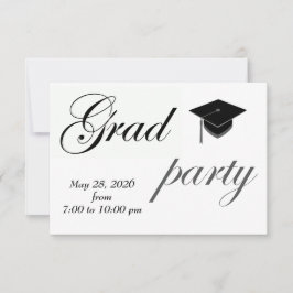Convite Minimalist Text College Graduation Party 
