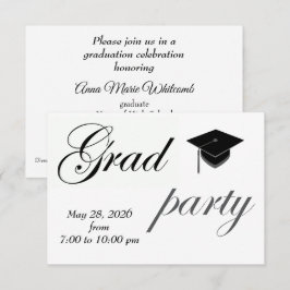Convite Minimalist Text High School Graduation Party 