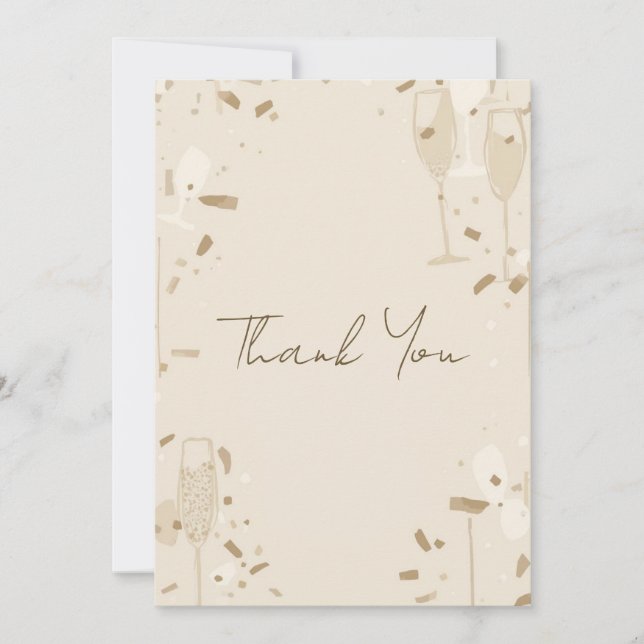 Convite Minimalist Thank You Card | Modern Beige & Ivory (Frente)