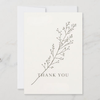 Convite Minimalist Thank-You Card with Line Art Floral 