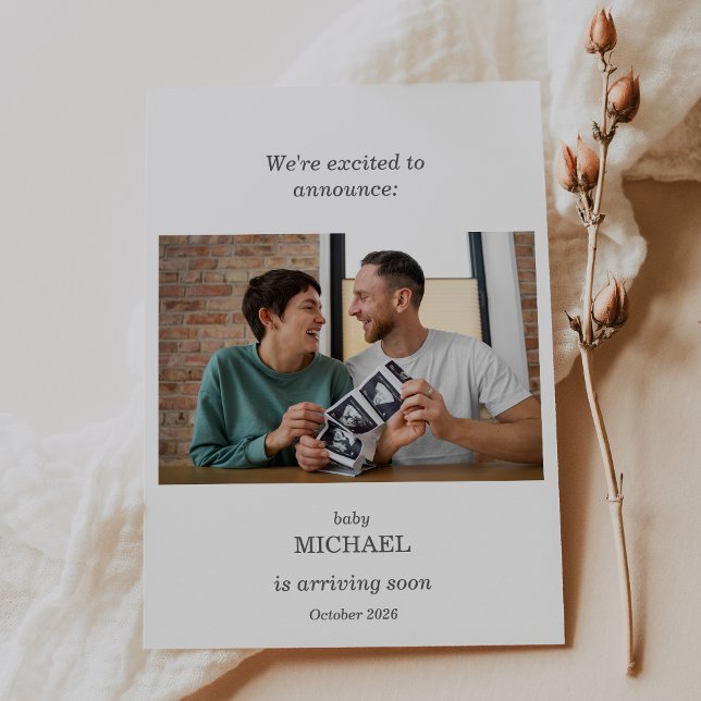 Convite Minimalist Ultrasound Pregnancy Announcement Card (Criador carregado)