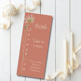 Convite Minimalist Vertical Floral Muted Terracotta 60th 