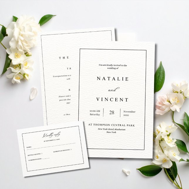Convite Minimalist Wedding Invitation Neutral Elegant Chic (Criador carregado)