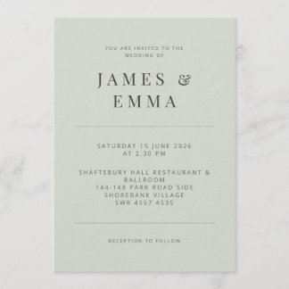 Convite Minimalist Wedding Invitation Pale Sage