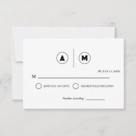 Convite Minimalist Wedding RSVP Card | Simple Black &White