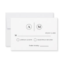 Minimalist Wedding RSVP Card | Simple Black &White