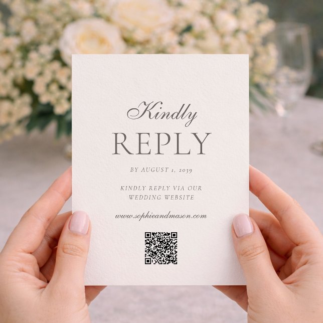 Convite Minimalist Wedding RSVP Card with QR Code (Criador carregado)