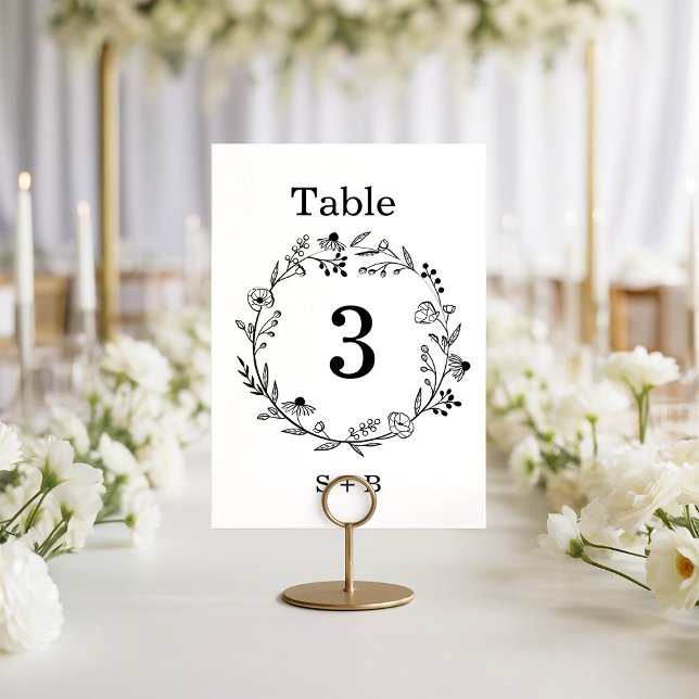 Convite minimalist Wildflower Wreath Folk Rustic Wedding  (Criador carregado)