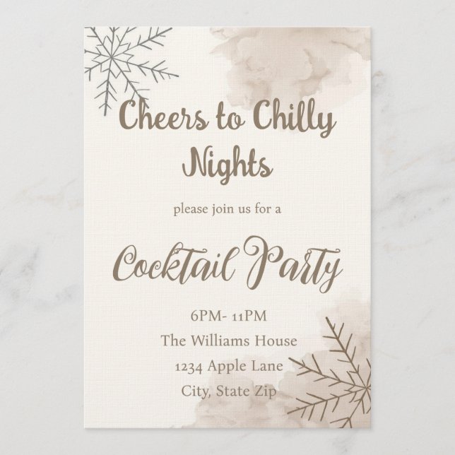Convite Minimalist Winter Cocktail Party Invitation (Frente)