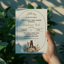 Convite Minimalist Woodland Theme Baby Shower Invitation