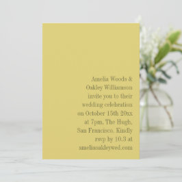 Convite Minimalist Yellow Elegant Stylish Modern Wedding