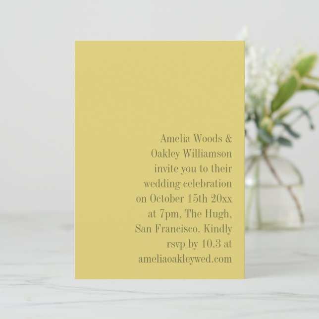 Convite Minimalist Yellow Elegant Stylish Modern Wedding (Em pé/Frente)