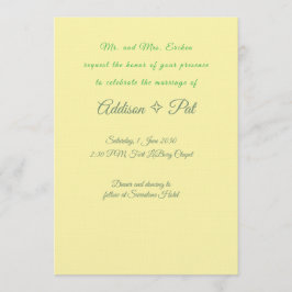 Convite Minimalist Yellow & Sage Green Wedding Invitation