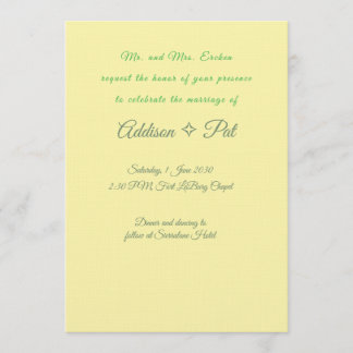 Convite Minimalist Yellow & Sage Green Wedding Invitation