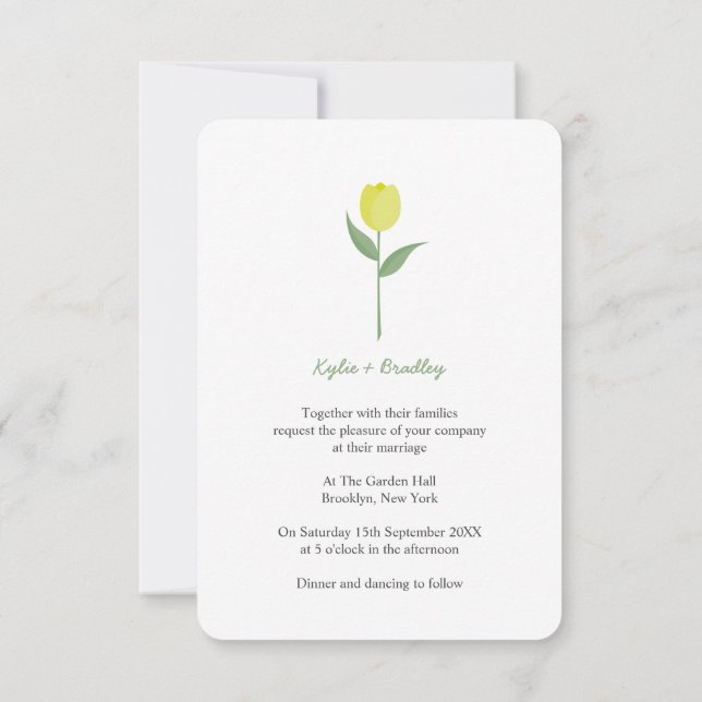 Convite Minimalist Yellow Tulip (Verso)