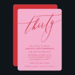 Convite MINIMALISTA 30 de chic com caligrafia rosa vermelh<br><div class="desc">por kat massard / WWW.SIMPLYSWEETPAPERIE.COM Adorem o design,  mas gostariam de ver algumas mudanças - outro esquema de cores,  produto,  adicionar uma fotografia ou adaptar para uma ocasião diferente - sem preocupações,  simplesmente contactem-me,  kat@simplysweetPAPERIE.com Tenho o prazer de ajudar!</div>