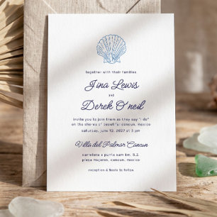 Convite Minimalista Azul para Casamento no Destino