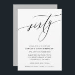 Convite MINIMALISTA Caligrafia 60º aniversário<br><div class="desc">por kat massard / WWW.SIMPLYSWEETPAPERIE.COM Adorem o design,  mas gostariam de ver algumas mudanças - outro esquema de cores,  produto,  adicionar uma fotografia ou adaptar para uma ocasião diferente - sem preocupações,  simplesmente contactem-me,  kat@simplysweetPAPERIE.com Tenho o prazer de ajudar!</div>