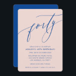 Convite MINIMALISTA Caligrafia blush azul de 40 festas<br><div class="desc">por kat massard / WWW.SIMPLYSWEETPAPERIE.COM Adorem o design,  mas gostariam de ver algumas mudanças - outro esquema de cores,  produto,  adicionar uma fotografia ou adaptar para uma ocasião diferente - sem preocupações,  simplesmente contactem-me,  kat@simplysweetPAPERIE.com Tenho o prazer de ajudar!</div>
