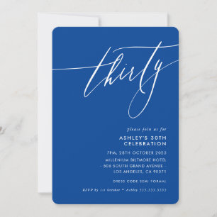 Convite MINIMALISTA Caligrafia elegante 30 azul