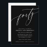 Convite MINIMALISTA Caligrafia elegante aniversário de 40<br><div class="desc">por kat massard / WWW.SIMPLYSWEETPAPERIE.COM Adorem o design,  mas gostariam de ver algumas mudanças - outro esquema de cores,  produto,  adicionar uma fotografia ou adaptar para uma ocasião diferente - sem preocupações,  simplesmente contactem-me,  kat@simplysweetPAPERIE.com Tenho o prazer de ajudar!</div>