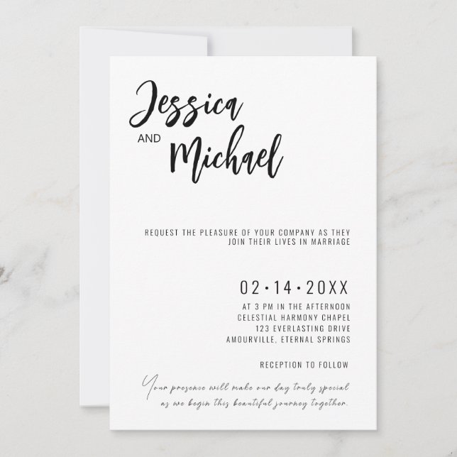 Convite 💍 Minimalista Casamento Elegante  (Frente)