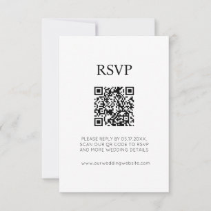 Convite Minimalista Chique RSVP de Casamento Preto e Branc
