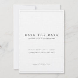 Convite Minimalista cinza branco vertical salvar a data do