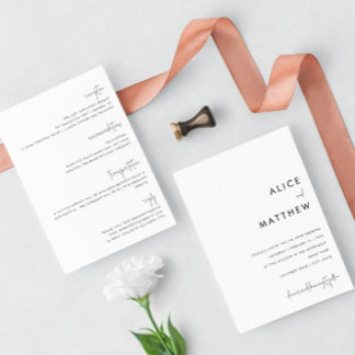 Convite Minimalista Clássico Tudo em Um Casamento Preto/Br