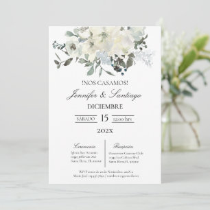 Convite minimalista con flor blanca para boda