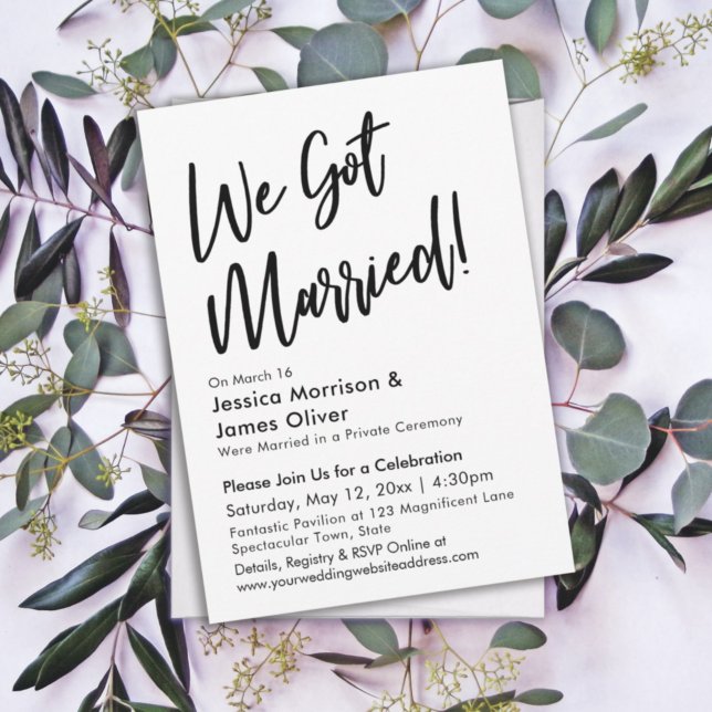 Convite Minimalista Da Caligrafia Moderna, Casamos! (Criador carregado)