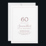 Convite minimalista de 60 de aniversário, Dourado<br><div class="desc">Este minimalista convite de ouro de rosa 60 anos é perfeito para uma simples festa de aniversário. A design romântica moderna apresenta clássico de ouro rosa e tipografia branca emparelhada com uma caligrafia rustica, mas elegante, com estilo antigo, com letra de mão. Personalizável em qualquer cor. Mantenha o design simples...</div>
