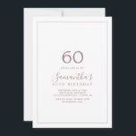 Convite minimalista de 60 de aniversário, Dourado<br><div class="desc">Este minimalista convite de ouro de rosa 60 anos é perfeito para uma simples festa de aniversário. A design romântica moderna apresenta clássico de ouro rosa e tipografia branca emparelhada com uma caligrafia rustica, mas elegante, com estilo antigo, com letra de mão. Personalizável em qualquer cor. Mantenha o design simples...</div>