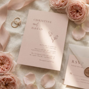 Convite minimalista de casamento de Rosa boêmia