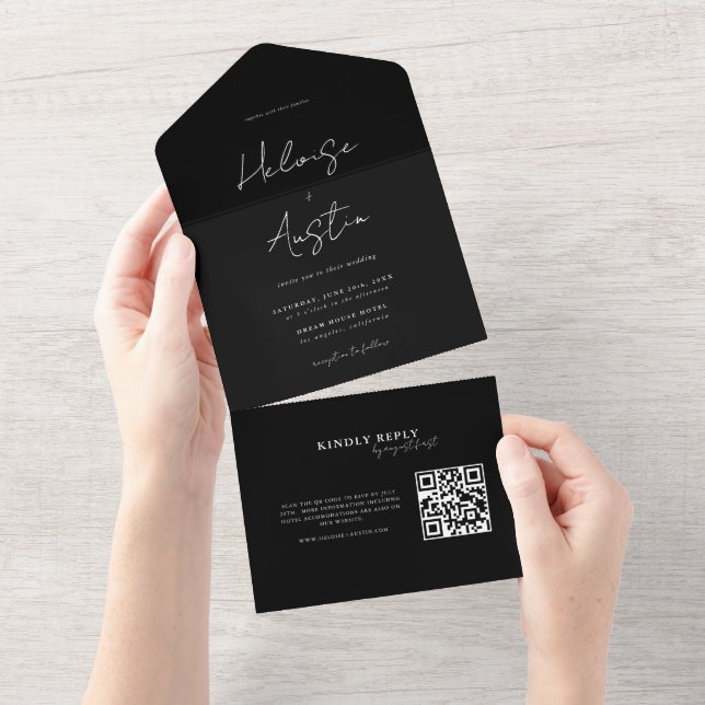 Convite Minimalista de QR Code tudo em um (Aba destacável)