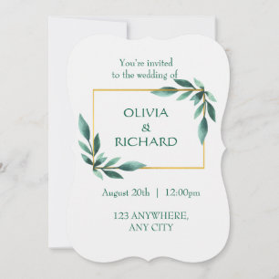Convite Minimalista de Quadro Dourado Elegante Ver