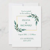 Convite Minimalista de Quadro Dourado Elegante Ver