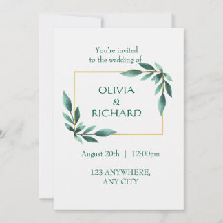 Convite Minimalista de Quadro Dourado Elegante Ver