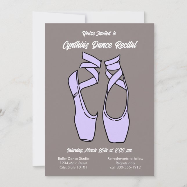 Convite Minimalista de Recital de Dança de Ballet  (Frente)