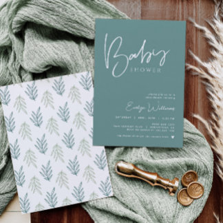 Convite Minimalista do Chá de fraldas Teal