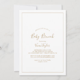 Convite Minimalista Dourado Baby Brunch