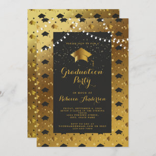 Convite Minimalista Dourado e Preto Moderno