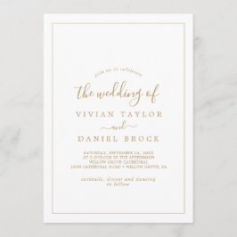 Convite Minimalista Dourado O Casamento De