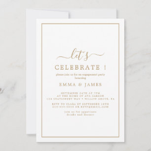 Convite Minimalista Dourado "Vamos Celebrar"