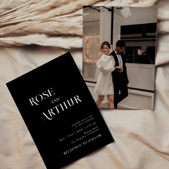 Convite Minimalista e sofisticado preto e branco (Criador carregado)