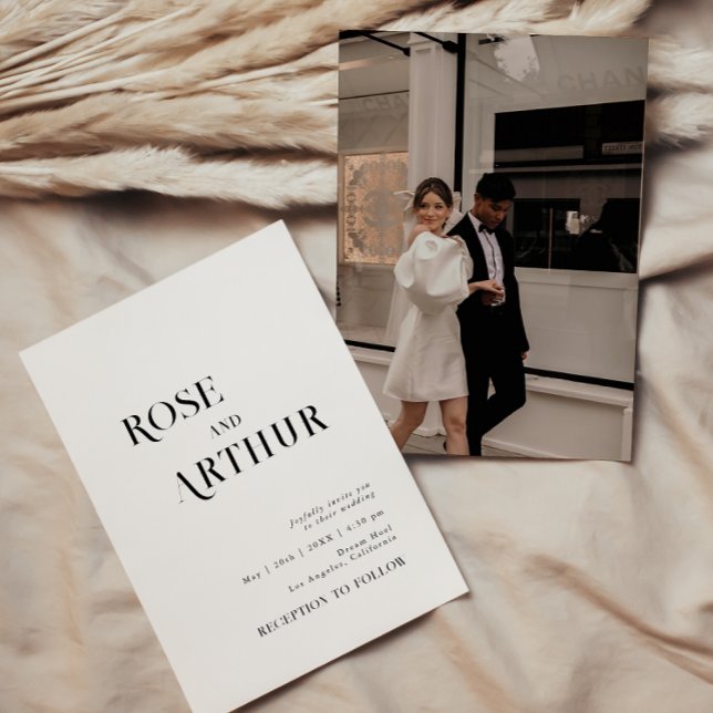 Convite Minimalista e sofisticado preto e branco (Criador carregado)