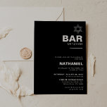 Convite Minimalista Elegante - Bar Preto Formal Mitzvah<br><div class="desc">Este convite à bar negro mitzvah,  elegante e minimalista,  é perfeito para uma celebração tradicional de eventos religiosos. O design apresenta uma bela fonte em um fundo branco preto para complementar seu evento.</div>