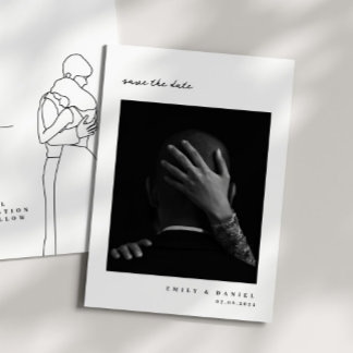 Convite Minimalista Elegante de Foto para Salvar a