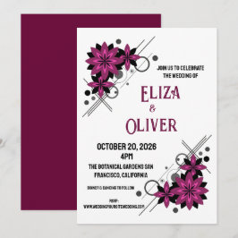 Convite Minimalista elegante luxo moderno floral Borgonha