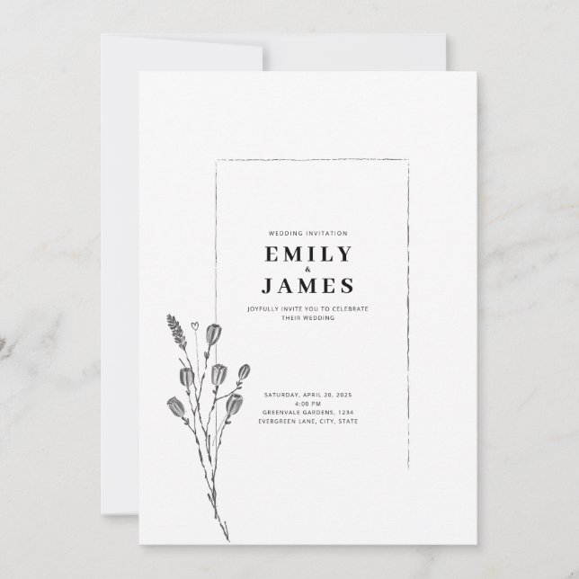 Convite Minimalista Floral Elegante (Frente)